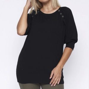 Plus Size Round Neck Black Knit Top 2XL-4XL